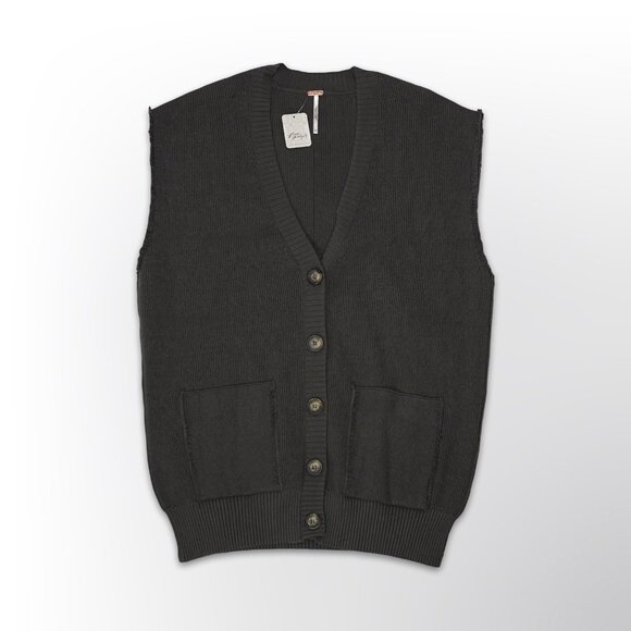 Free People Sweater Knit Vest - Charcoal - Size XS - Picture 1 of 2